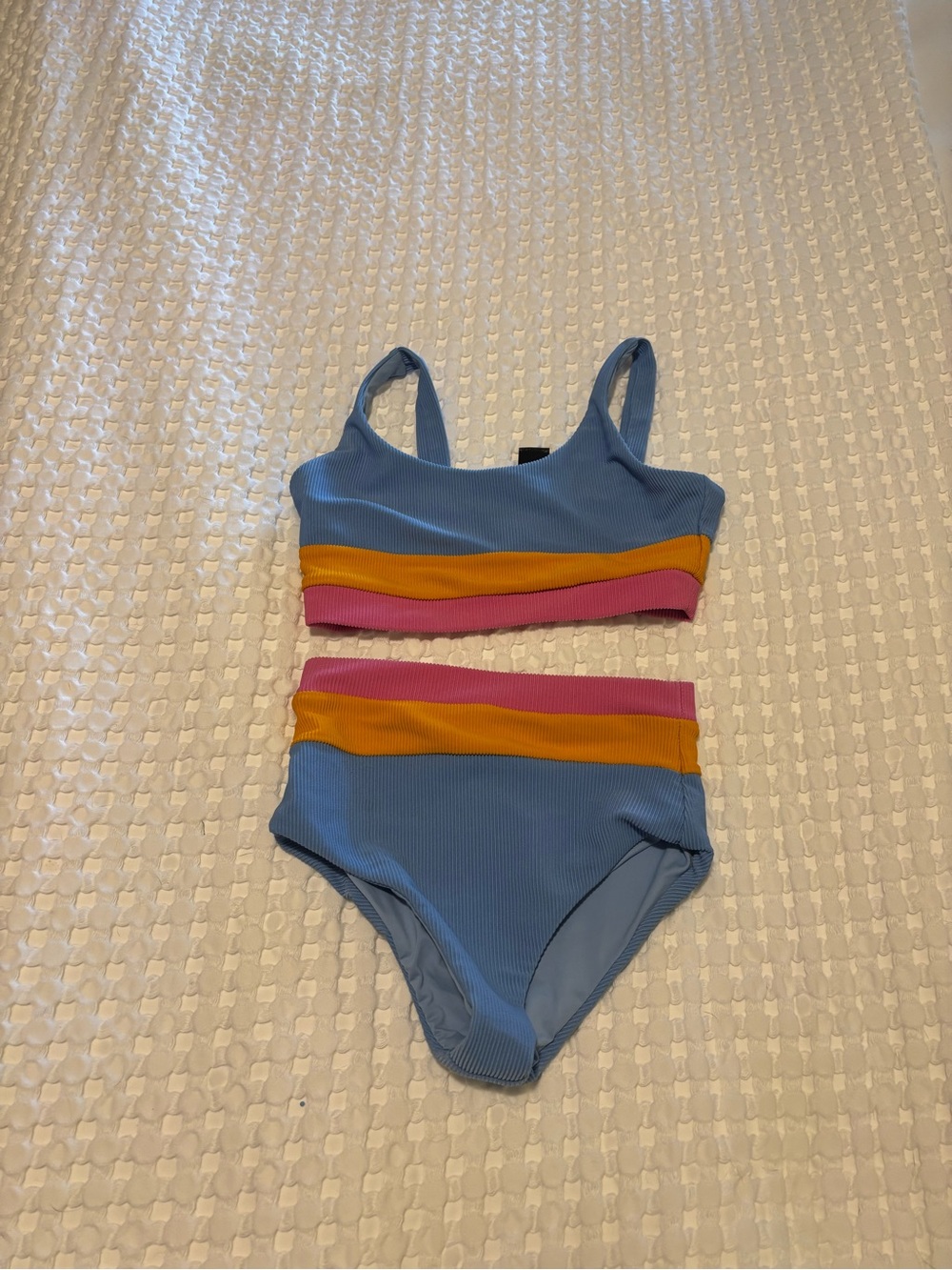 Beach Riot Blue Girls' Two-Piece Stripe Swim Set
